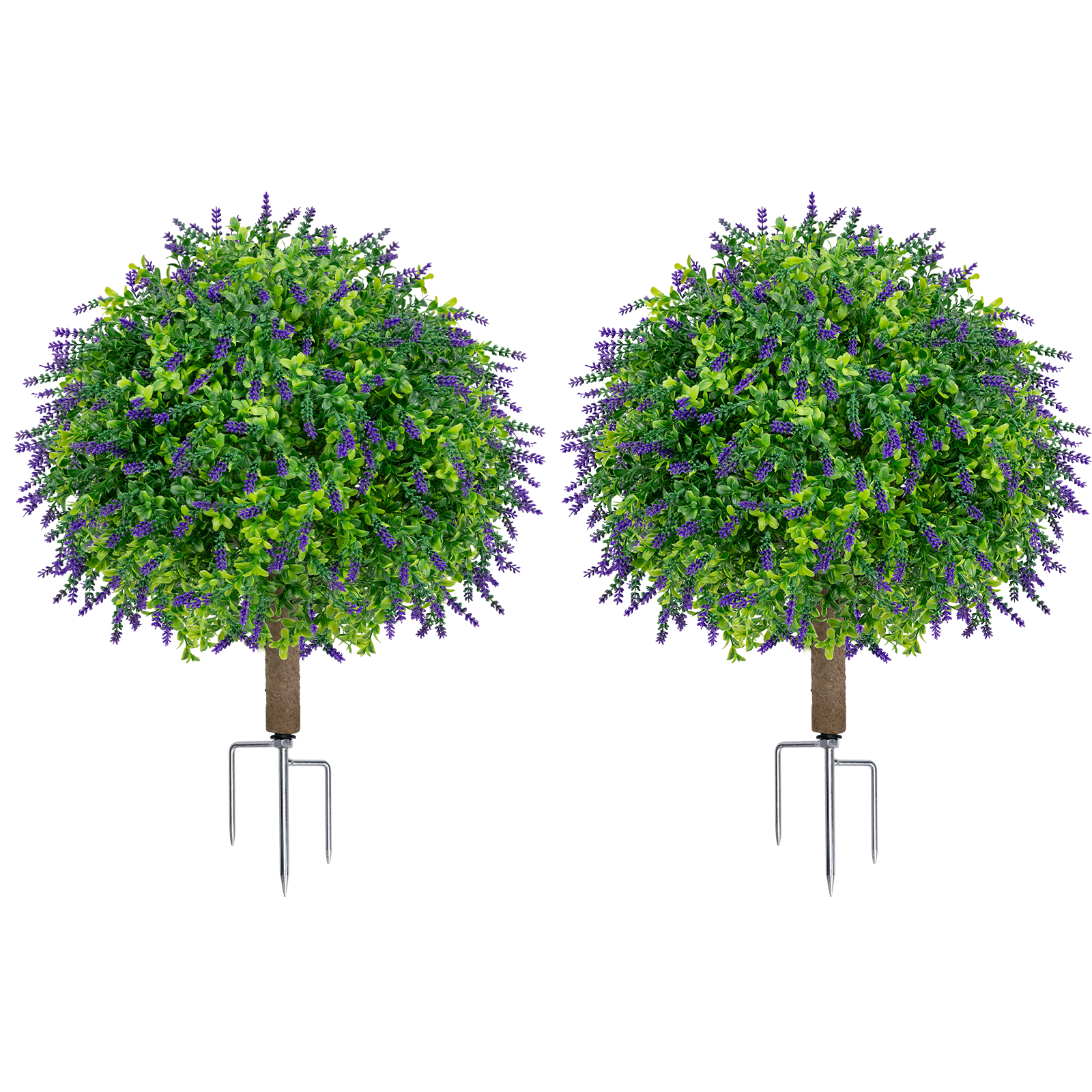 LuceAlberi artificial boxwood topiary ball trees with lavender and ground stakes